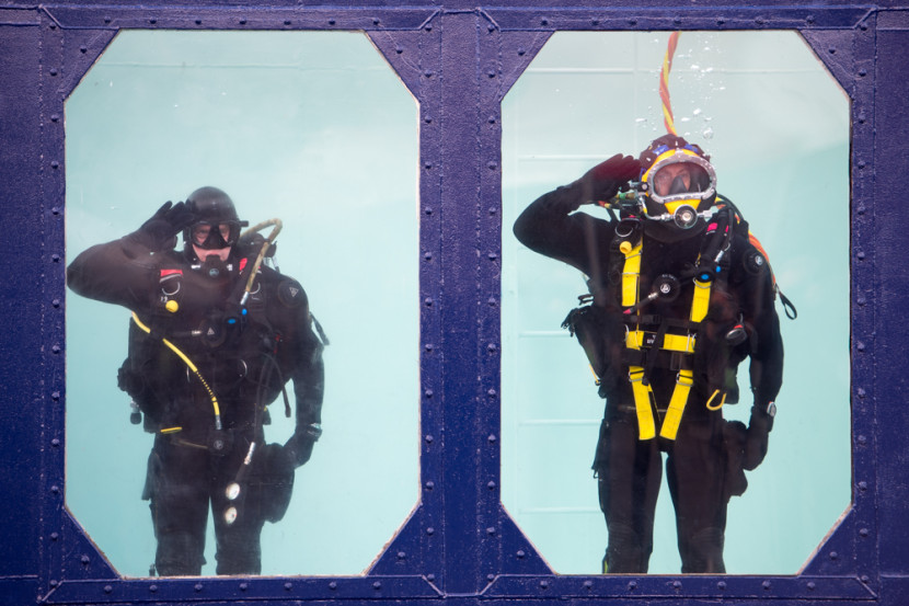 Loved this moment as the Queen passed the diving tank...